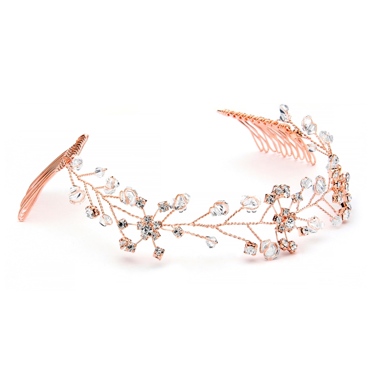 Rose gold Swarovski Crystal tiara NOBLESSE Swarovski Crystal Wedding Tiara | EDEN LUXE Bridal main image 4