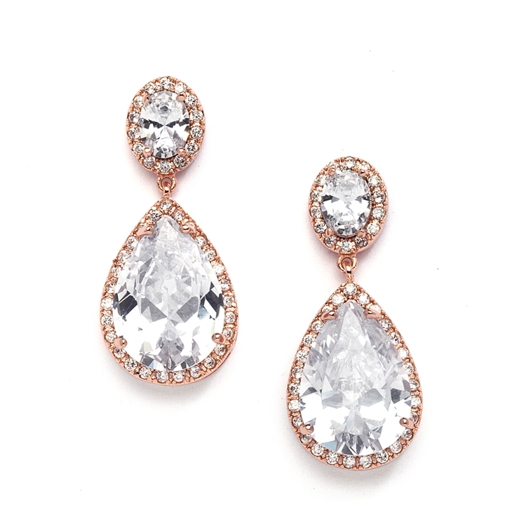 Best-Selling Cubic Zirconia Rose Gold Pear-Shaped Bridal Earrings 