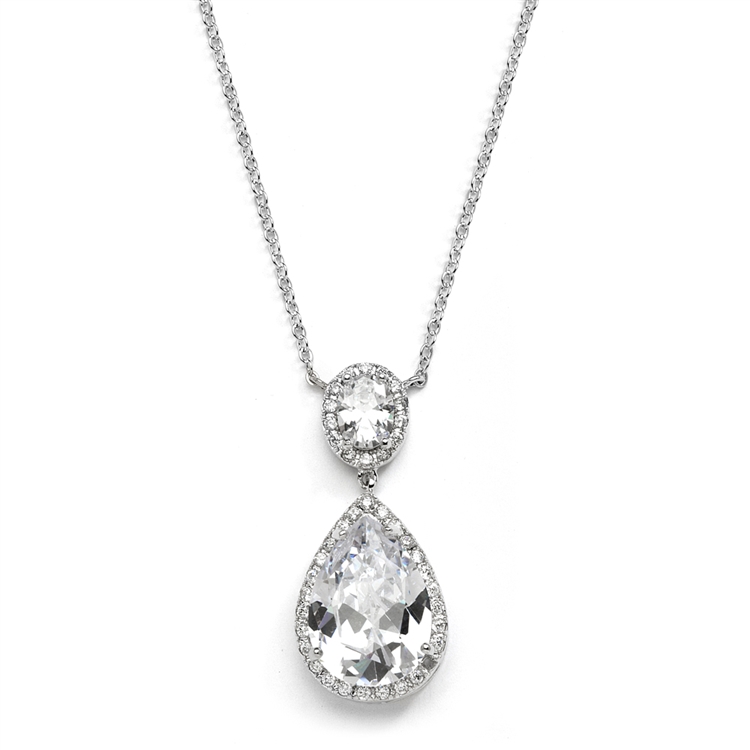 Couture Cubic Zirconia Pear-Shaped Bridal Necklace - Mariell Bridal ...