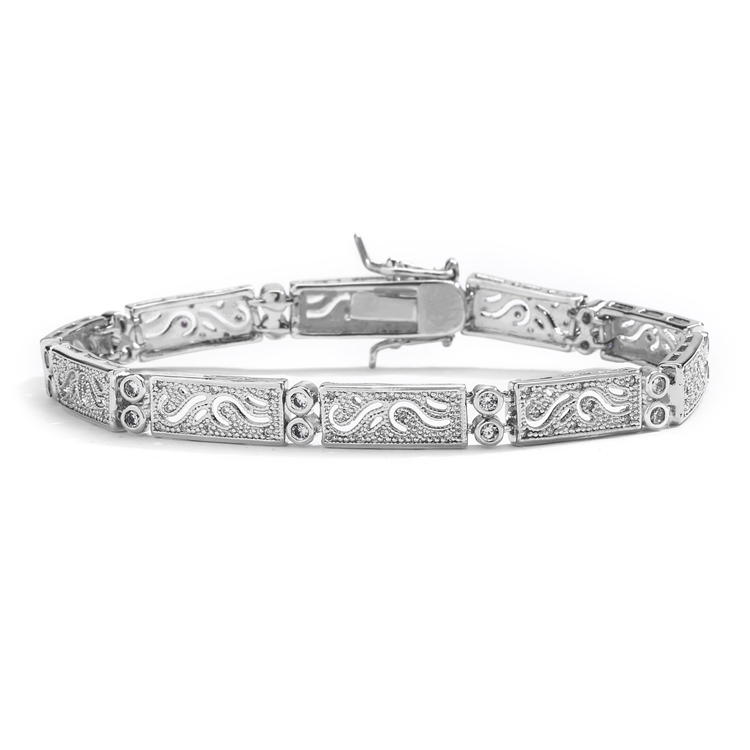Wedding or Everyday Jewelry Bridal Mariell Silver Platinum Cubic Zirconia Tennis Bracelet for Women