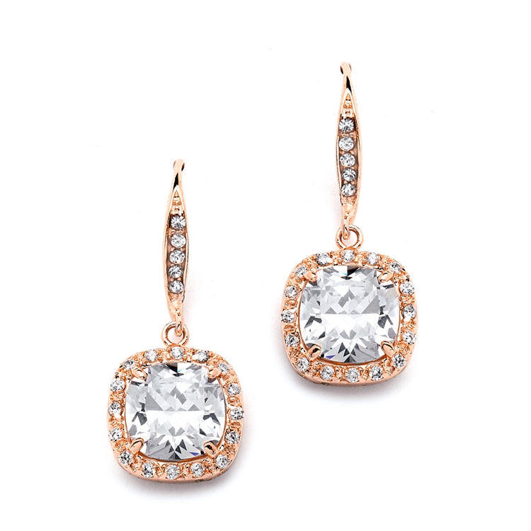 Magnificent Cushion Cut Cubic Zirconia Wedding or Pageant Earrings in ...
