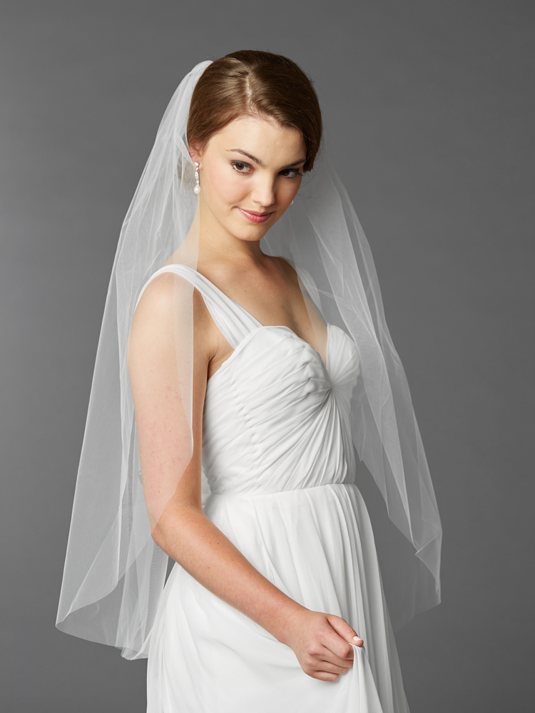 Top Selling Fingertip Length One Layer Cut Edge Wedding Veil  display picture 1