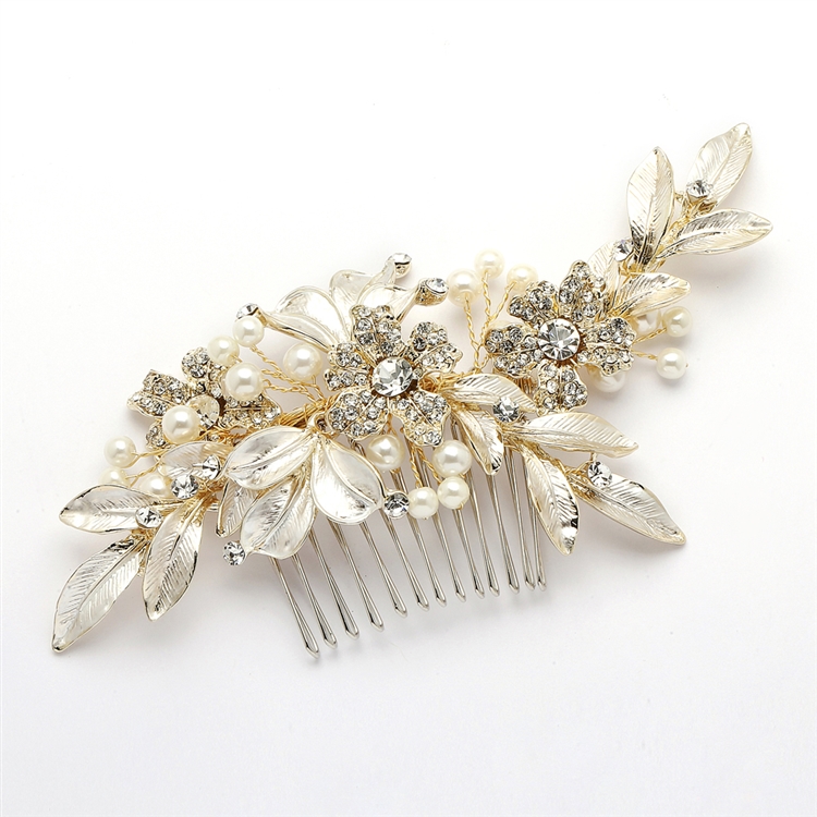 Designer Bridal Hair Comb with Hand Painted Leaves and  display picture 1