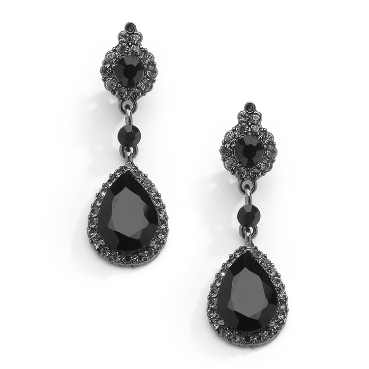 Black rhinestone dangle earrings black prom earrings Black Earrings Black bridal party earrings black earrings
