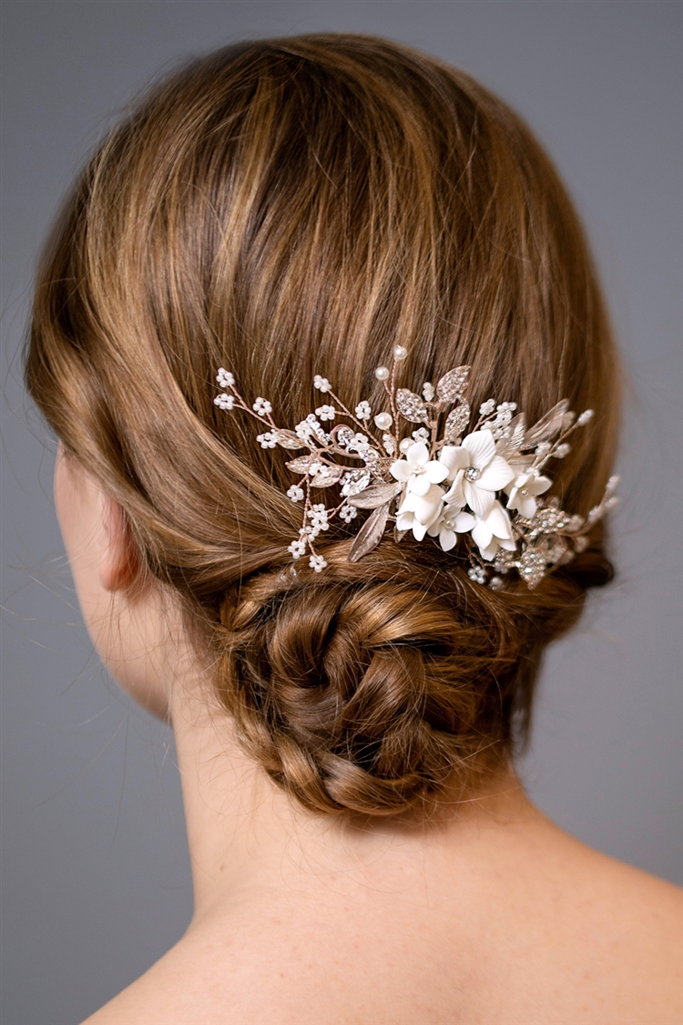 Braut Accessoires Hochzeit & Besondere Anlässe Bridal Wedding Clear Crystal  And Pearl Hair Clip Comb Head Piece Rose Gold LA2020409