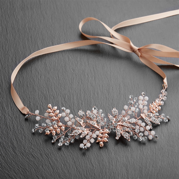Best-Selling Wholesale Rose Gold Bridal Headband Hair Vine  display picture 1