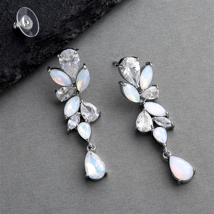 Addison Long CZ Pearl Bridal Earrings | Shop Beautiful Bridal Jewelry and  Gifts