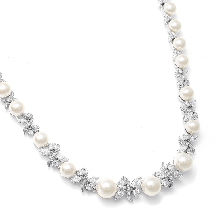 Luxurious Wholesale Pearl and CZ Bridal Necklace - Mariell Bridal ...